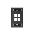Placa pared (faceplate) 4 puertos negra | Leviton | 420804ES