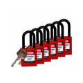 Candado de nylon rojo arco nylon 1.5", llaves diferentes (6 piezas) | Brady | 123351