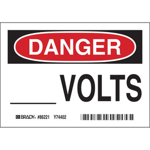 86221 - Etiqueta para escritura "Danger Volts" de 3.5 x 5", paquete con 5 etiquetas