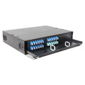 Distribuidor de fibra óptica híbrido G.652 D/OM3 LCU, 48 fibras deslizable 2UR | Icoptiks | DR9LCUOLCU048D2UTE