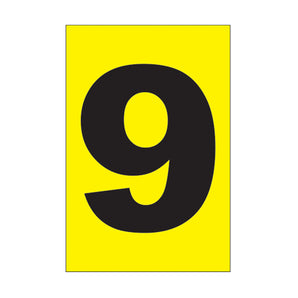 EA1159A - Etiqueta adhesiva 1 x 1.5" amarilla "9" (50 piezas)