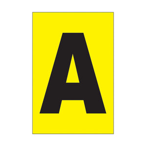 EA115AA - Etiqueta adhesiva 1 x 1.5" amarilla "A" (50 piezas)