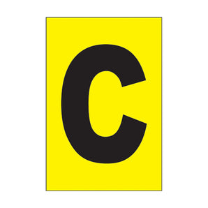 EA115CA - Etiqueta adhesiva 1 x 1.5" amarilla "C" (50 piezas)