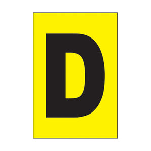 EA115DA - Etiqueta adhesiva 1 x 1.5" amarilla "D" (50 piezas)