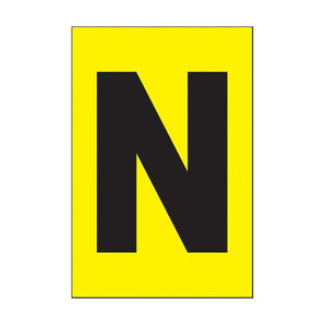 EA115NA - Etiqueta adhesiva 1 x 1.5" amarilla "N" (50 piezas)