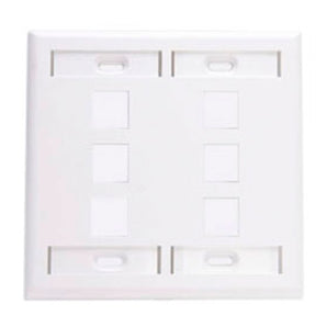420806WP - Placa pared (faceplate) doble 6 puertos blanca