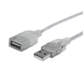 Cable USB V2.0 extensión A-hembra/A-macho plata 1.8 m | Manhattan | 336314