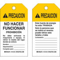 Tarjeta de bloqueo "PRECAUCION, NO HACER FUNCIONAR" (25 piezas) | Brady | 121518