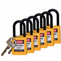 Candado de nylon amarillo arco nylon 1.5", llaves diferentes (6 piezas) | Brady | 123354