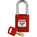 Candados de nylon "SafeKey" rojo arco de acero 1.5" | Brady | NYLRED38STKD