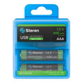 USB Pilas AAA recargable USB Li-Ion 1.5 Vcc (2 piezas) | Steren | BATLIAAA2USB
