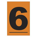 Etiqueta adhesiva 1 x 1.5" naranja "6" (50 piezas) | EA1156N | Icoptiks