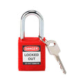 Candado de nylon rojo arco de acero 1.5" | Brady | 99552