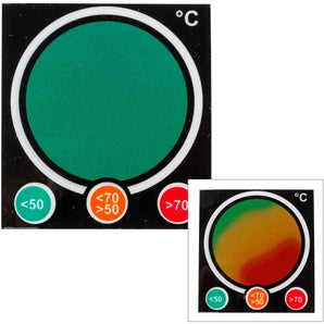 TIL1050C70C - Etiqueta indicadora de temperatura de 50°C a 70°C, verde, naranja y rojo