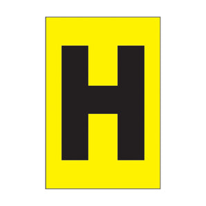 EA115HA - Etiqueta adhesiva 1 x 1.5" amarilla "H" (50 piezas)