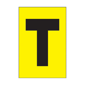 EA115TA - Etiqueta adhesiva 1 x 1.5" amarilla "T" (50 piezas)