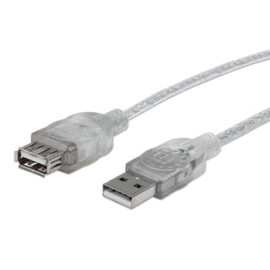 340496 - Cable USB V2.0 extensión A-hembra/A-macho plata 3 m