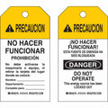 Tarjetas de bloqueo "PRECAUCION, Â¡NO HACER FUNCIONAR!" (25 piezas) | Brady | 121515