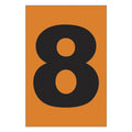 Etiqueta adhesiva 1 x 1.5" naranja "8" (50 piezas) | EA1158N | Icoptiks